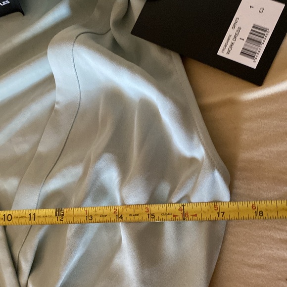 The KOOPLES V-Neck  Wrap  Work Dress With Pockets, pastel mint green - Picture 12 of 15